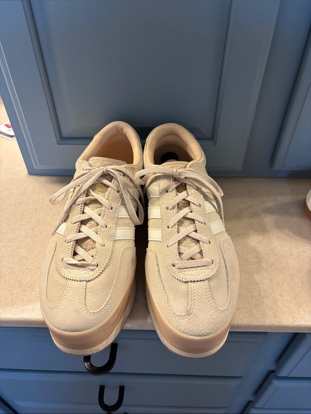 Adidas Gazelle women’s Beige Suede Lace-Up platform Sneakers